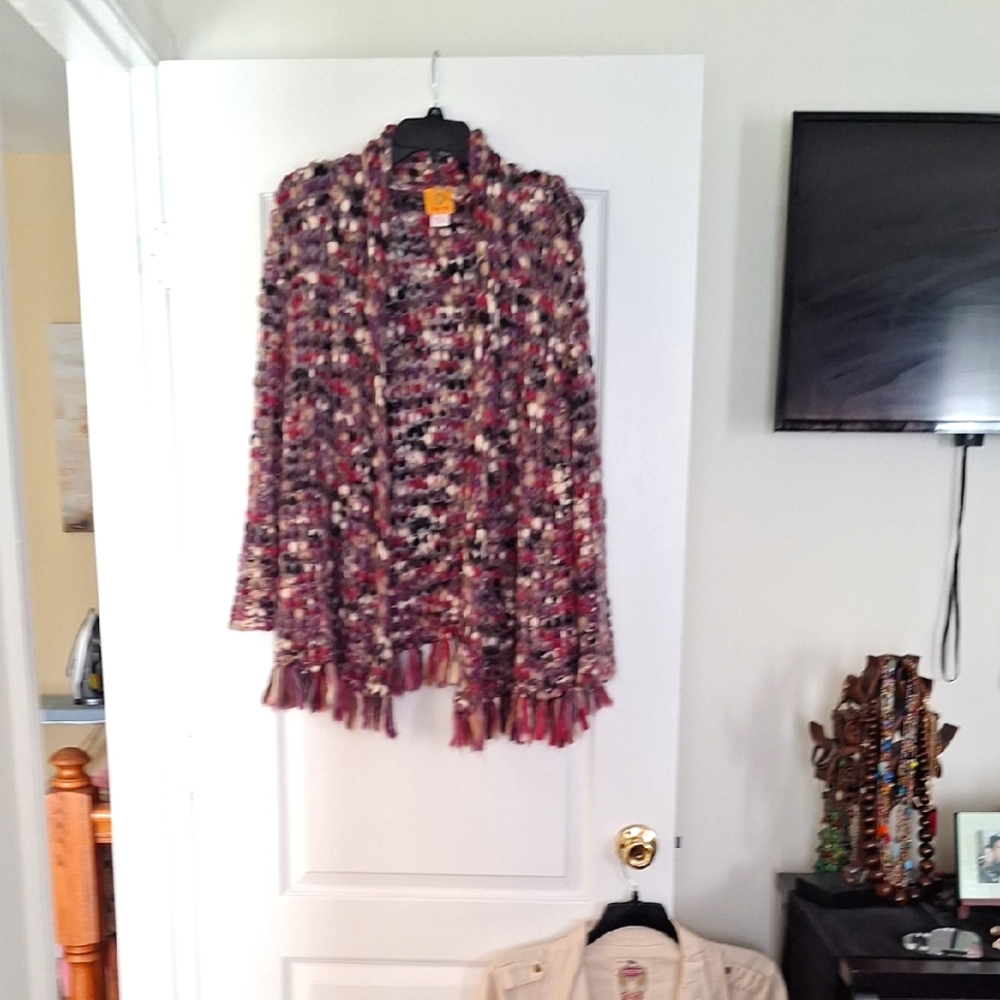 Multicolor Knit Women's Sweater W/ Fringe